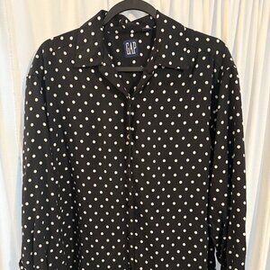 GAP Black with White Polka Dots Rayon Blouse - Like New